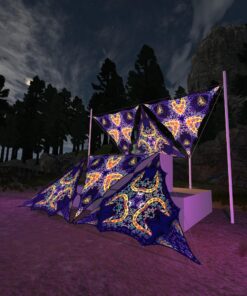 AB-TR02 and AB-TR03 - 6 Triangles Canopy Set - UV-Reactive Flurescent Ceiling Decoration - 3D-Preview