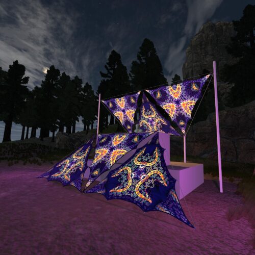 AB-TR02 and AB-TR03 - 6 Triangles Canopy Set - UV-Reactive Flurescent Ceiling Decoration - 3D-Preview