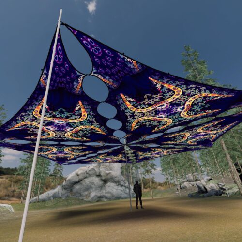 AB-TR02 - 6 Triangles Canopy Set - UV-Reactive Flurescent Ceiling Decoration - 3D-Preview