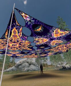 AB-TR03 and AB-TR01 - 6 Triangles Canopy Set - UV-Reactive Flurescent Ceiling Decoration - 3D-Preview