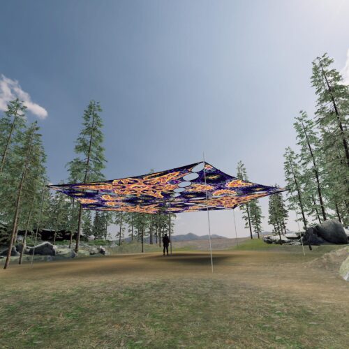 AB-TR03 and AB-TR01 - 6 Triangles Canopy Set - UV-Reactive Flurescent Ceiling Decoration - 3D-Preview