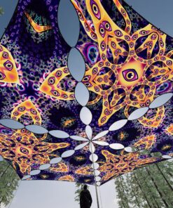 AB-TR03 and AB-TR01 - 6 Triangles Canopy Set - UV-Reactive Flurescent Ceiling Decoration - 3D-Preview