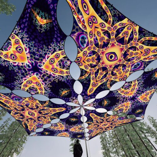 AB-TR03 and AB-TR01 - 6 Triangles Canopy Set - UV-Reactive Flurescent Ceiling Decoration - 3D-Preview