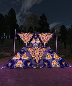 AB-TR03 and AB-TR01- 6 Triangles Canopy Set - UV-Reactive Flurescent Ceiling Decoration - 3D-Preview