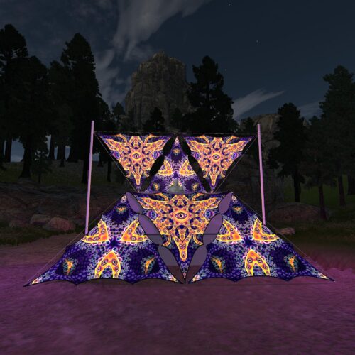 AB-TR03 and AB-TR01- 6 Triangles Canopy Set - UV-Reactive Flurescent Ceiling Decoration - 3D-Preview