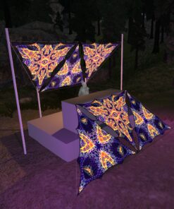 AB-TR03 and AB-TR01- 6 Triangles Canopy Set - UV-Reactive Flurescent Ceiling Decoration - 3D-Preview