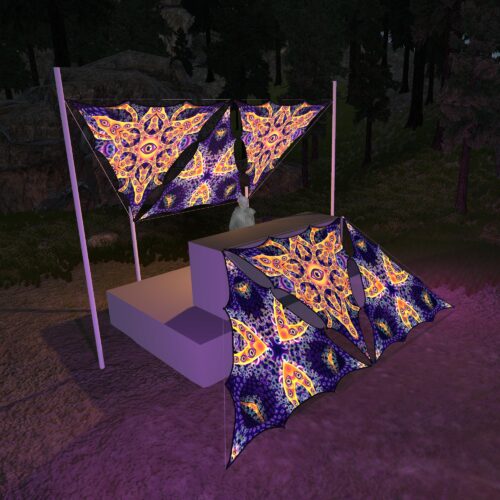 AB-TR03 and AB-TR01- 6 Triangles Canopy Set - UV-Reactive Flurescent Ceiling Decoration - 3D-Preview