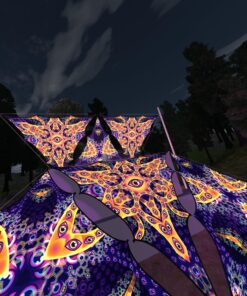 AB-TR03 and AB-TR01- 6 Triangles Canopy Set - UV-Reactive Flurescent Ceiling Decoration - 3D-Preview