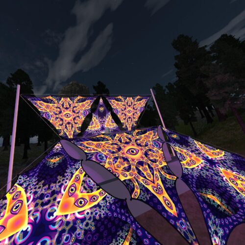 AB-TR03 and AB-TR01- 6 Triangles Canopy Set - UV-Reactive Flurescent Ceiling Decoration - 3D-Preview