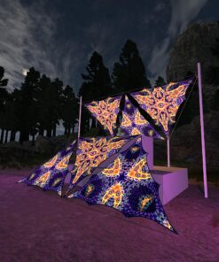 AB-TR03 and AB-TR01- 6 Triangles Canopy Set - UV-Reactive Flurescent Ceiling Decoration - 3D-Preview