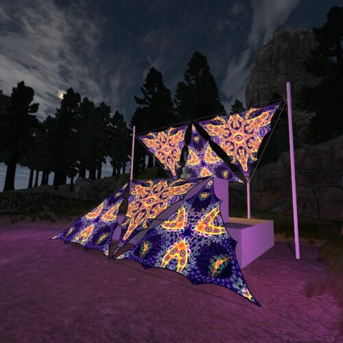 AB-TR03 and AB-TR01- 6 Triangles Canopy Set - UV-Reactive Flurescent Ceiling Decoration - 3D-Preview