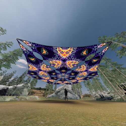 AB-TR03 - 6 Triangles Canopy Set - UV-Reactive Flurescent Ceiling Decoration - 3D-Preview