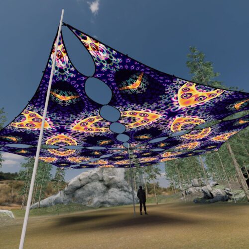 AB-TR03 - 6 Triangles Canopy Set - UV-Reactive Flurescent Ceiling Decoration - 3D-Preview