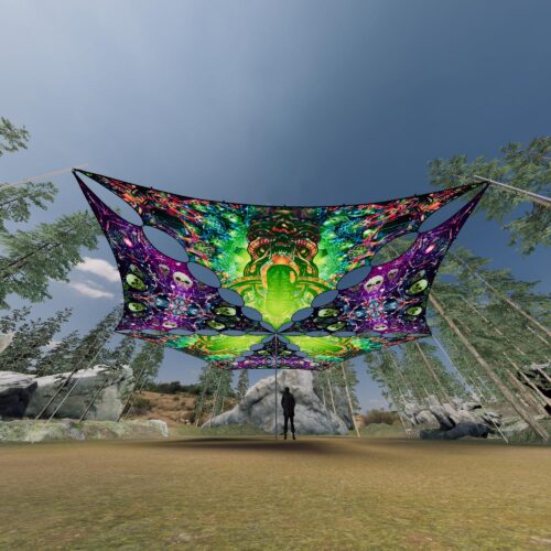 AE-TR01 and AE-TR02 - 6 Triangles Canopy Set - UV-Reactive Flurescent Ceiling Decoration - 3D-Preview