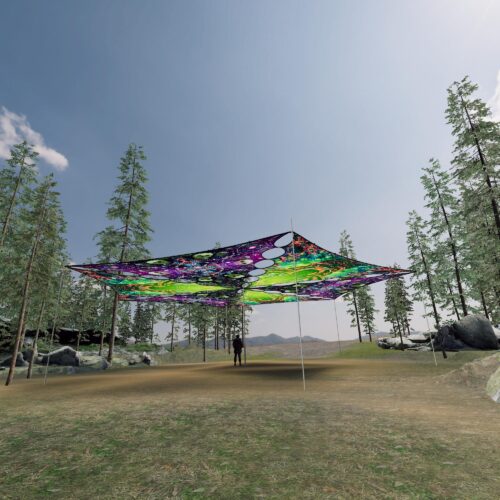 AE-TR01 and AE-TR02 - 6 Triangles Canopy Set - UV-Reactive Flurescent Ceiling Decoration - 3D-Preview