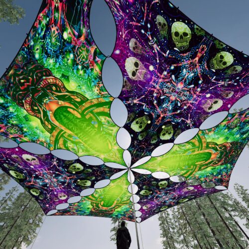 AE-TR01 and AE-TR02 - 6 Triangles Canopy Set - UV-Reactive Flurescent Ceiling Decoration - 3D-Preview