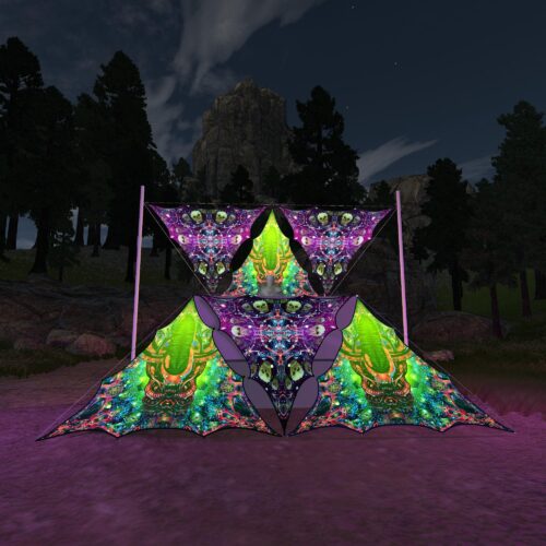 AE-TR01 and AE-TR02 - 6 Triangles Canopy Set - UV-Reactive Flurescent Ceiling Decoration - 3D-Preview