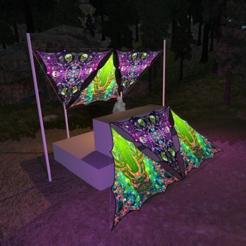 AE-TR01 and AE-TR02 - 6 Triangles Canopy Set - UV-Reactive Flurescent Ceiling Decoration - 3D-Preview