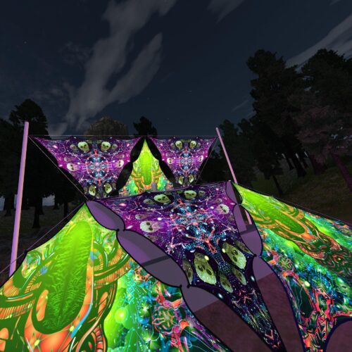 AE-TR01 and AE-TR02 - 6 Triangles Canopy Set - UV-Reactive Flurescent Ceiling Decoration - 3D-Preview