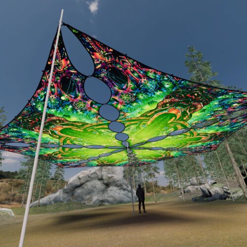 AE-TR01 - 6 Triangles Canopy Set - UV-Reactive Flurescent Ceiling Decoration - 3D-Preview