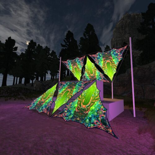 AE-TR01 - 6 Triangles Canopy Set - UV-Reactive Flurescent Ceiling Decoration - 3D-Preview