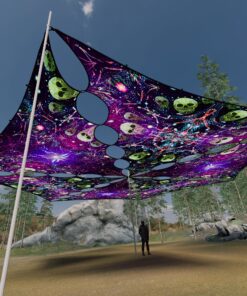 AE-TR02 and AE-TR03 - 6 Triangles Canopy Set - UV-Reactive Flurescent Ceiling Decoration - 3D-Preview