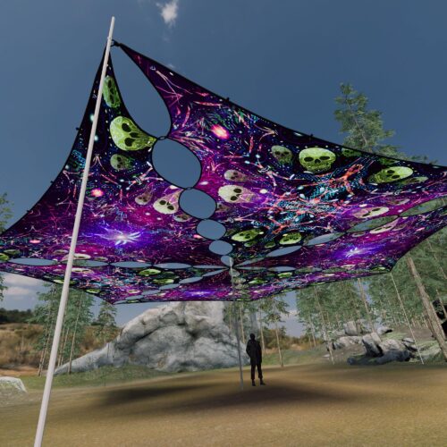 AE-TR02 and AE-TR03 - 6 Triangles Canopy Set - UV-Reactive Flurescent Ceiling Decoration - 3D-Preview