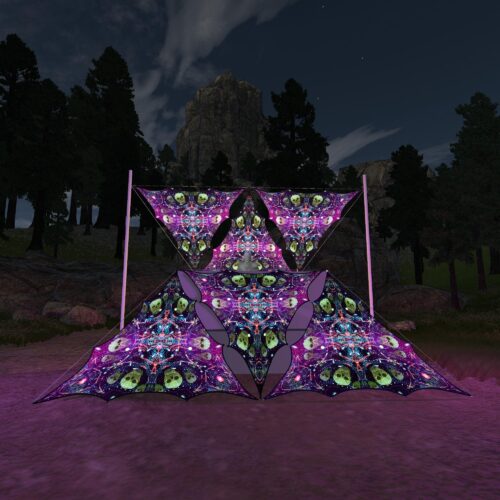 AE-TR02 - 6 Triangles Canopy Set - UV-Reactive Flurescent Ceiling Decoration - 3D-Preview