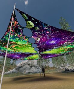 AE-TR03 and AE-TR01 - 6 Triangles Canopy Set - UV-Reactive Flurescent Ceiling Decoration - 3D-Preview