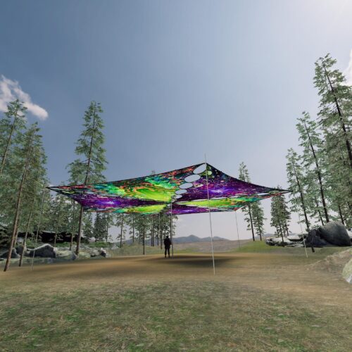 AE-TR03 and AE-TR01 - 6 Triangles Canopy Set - UV-Reactive Flurescent Ceiling Decoration - 3D-Preview