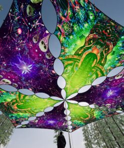 AE-TR03 and AE-TR01 - 6 Triangles Canopy Set - UV-Reactive Flurescent Ceiling Decoration - 3D-Preview