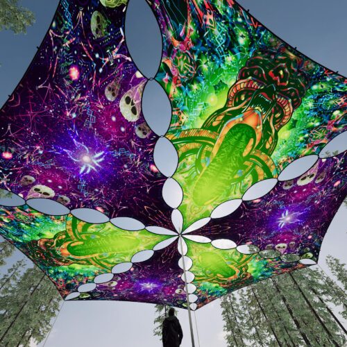 AE-TR03 and AE-TR01 - 6 Triangles Canopy Set - UV-Reactive Flurescent Ceiling Decoration - 3D-Preview