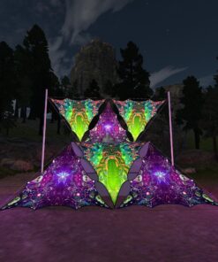 AE-TR03 and AE-TR01 - 6 Triangles Canopy Set - UV-Reactive Flurescent Ceiling Decoration - 3D-Preview