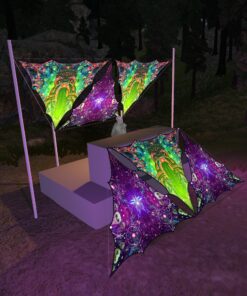 AE-TR03 and AE-TR01 - 6 Triangles Canopy Set - UV-Reactive Flurescent Ceiling Decoration - 3D-Preview