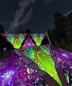 AE-TR03 and AE-TR01 - 6 Triangles Canopy Set - UV-Reactive Flurescent Ceiling Decoration - 3D-Preview