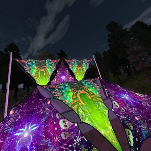 AE-TR03 and AE-TR01 - 6 Triangles Canopy Set - UV-Reactive Flurescent Ceiling Decoration - 3D-Preview