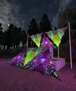 AE-TR03 and AE-TR01 - 6 Triangles Canopy Set - UV-Reactive Flurescent Ceiling Decoration - 3D-Preview