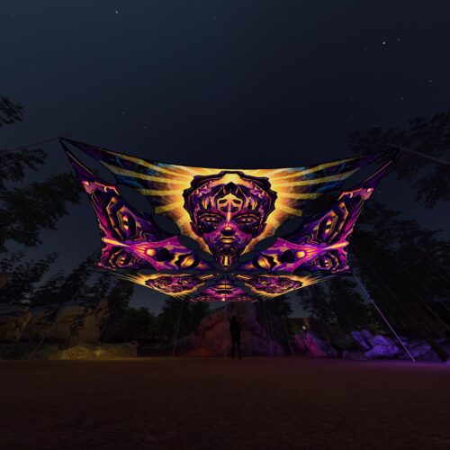 AS-TR01 and AS-TR02 - 6 Triangles Canopy Set - UV-Reactive Flurescent Ceiling Decoration - 3D-Preview