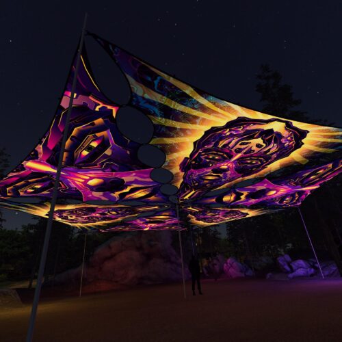 AS-TR01 and AS-TR02 - 6 Triangles Canopy Set - UV-Reactive Flurescent Ceiling Decoration - 3D-Preview