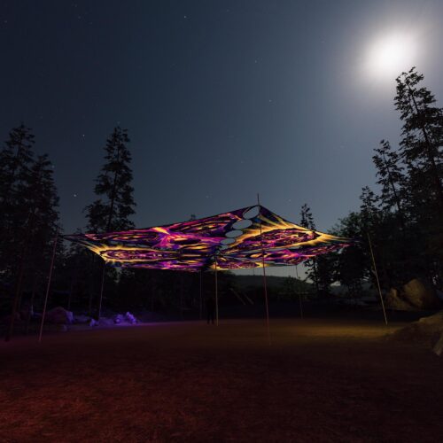 AS-TR01 and AS-TR02 - 6 Triangles Canopy Set - UV-Reactive Flurescent Ceiling Decoration - 3D-Preview