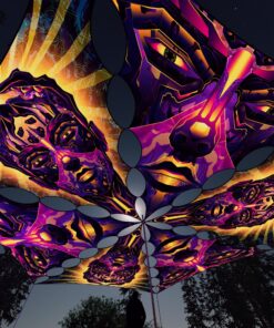 AS-TR01 and AS-TR02 - 6 Triangles Canopy Set - UV-Reactive Flurescent Ceiling Decoration - 3D-Preview