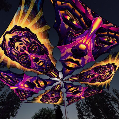 AS-TR01 and AS-TR02 - 6 Triangles Canopy Set - UV-Reactive Flurescent Ceiling Decoration - 3D-Preview