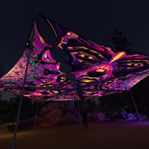 AS-TR02 and AS-TR03 - 6 Triangles Canopy Set - UV-Reactive Flurescent Ceiling Decoration - 3D-Preview