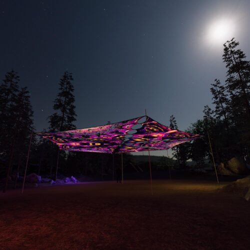 AS-TR02 and AS-TR03 - 6 Triangles Canopy Set - UV-Reactive Flurescent Ceiling Decoration - 3D-Preview