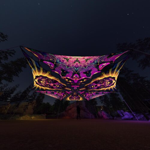 AS-TR03 and AS-TR01 - 6 Triangles Canopy Set - UV-Reactive Flurescent Ceiling Decoration - 3D-Preview