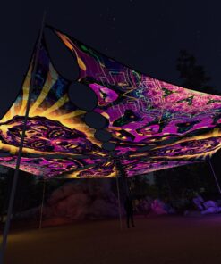 AS-TR03 and AS-TR01 - 6 Triangles Canopy Set - UV-Reactive Flurescent Ceiling Decoration - 3D-Preview