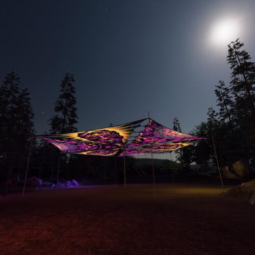 AS-TR03 and AS-TR01 - 6 Triangles Canopy Set - UV-Reactive Flurescent Ceiling Decoration - 3D-Preview