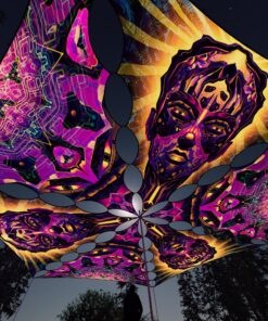 AS-TR03 and AS-TR01 - 6 Triangles Canopy Set - UV-Reactive Flurescent Ceiling Decoration - 3D-Preview