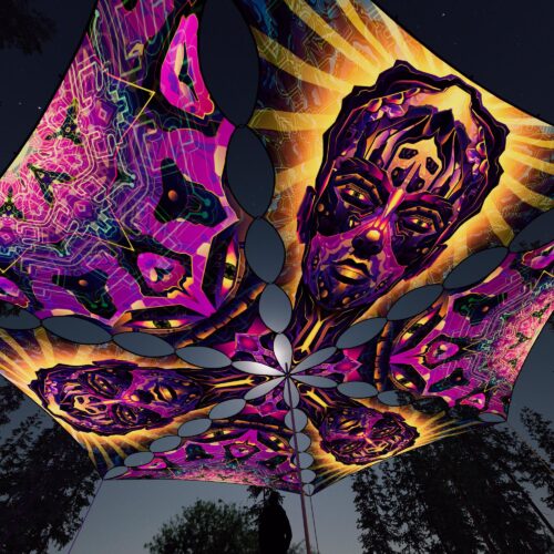 AS-TR03 and AS-TR01 - 6 Triangles Canopy Set - UV-Reactive Flurescent Ceiling Decoration - 3D-Preview