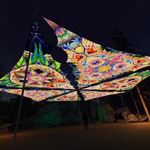 BR-TR01 and BR-TR02 - 6 Diamonds Canopy Set - UV-Reactive Flurescent Ceiling Decoration - 3D-Preview